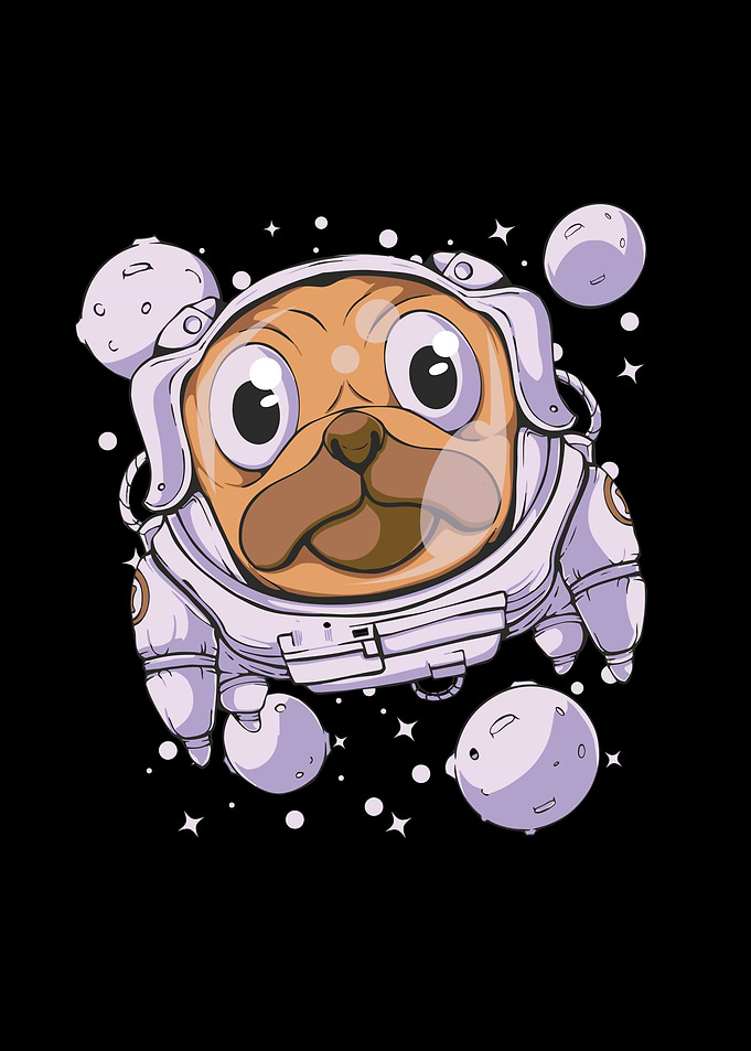 Pug dog space astronaut