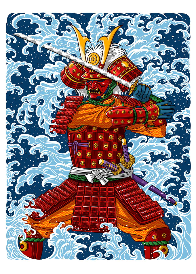 Samurai battling Tsunami