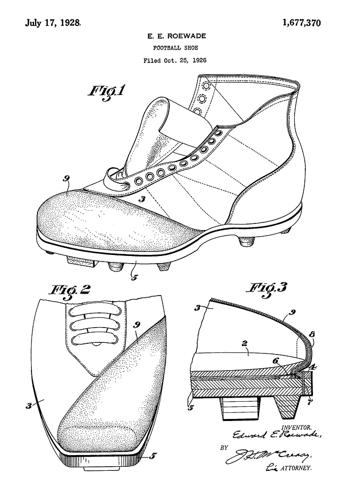 Football shoe patent