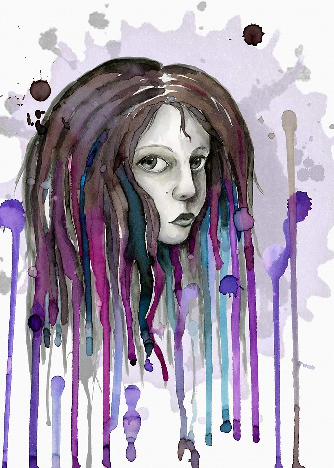 Purple waterfall hair