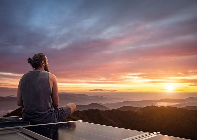 Man Watching The Sunset