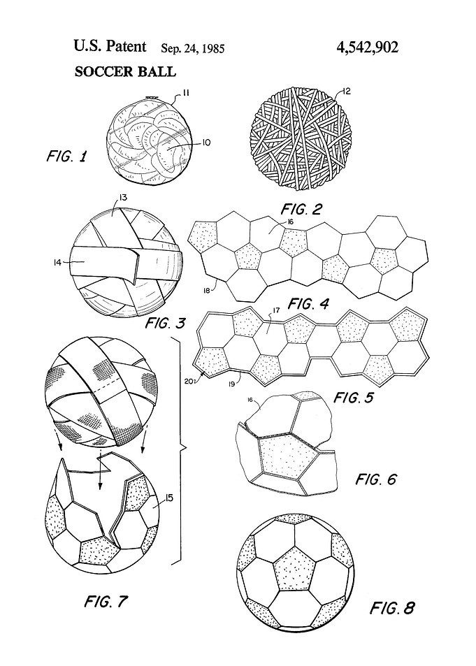 Soccer ball patent 1985
