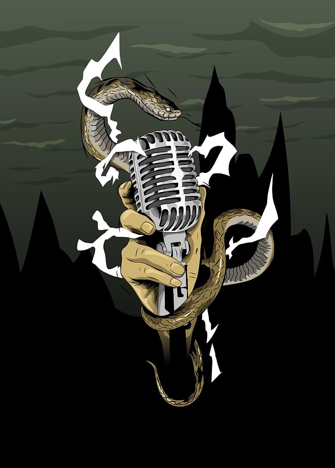 a hand holding microphone