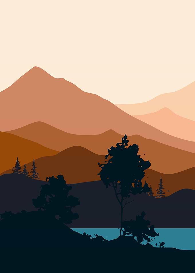Nature river mountain tree