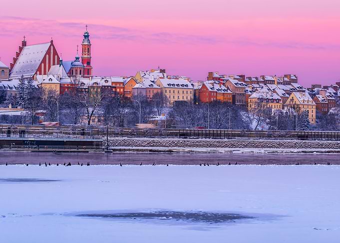 Warsaw Skyline At Dawn