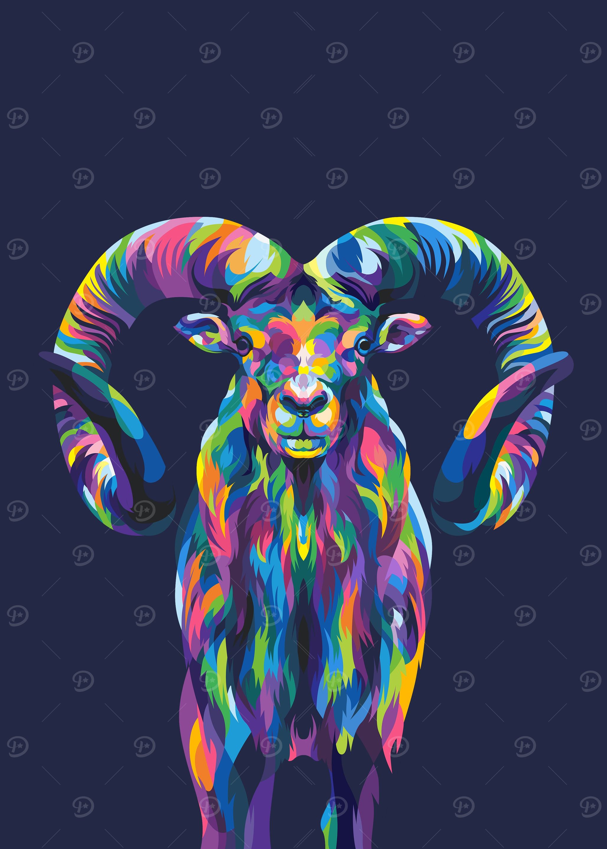 Ram in colorful style