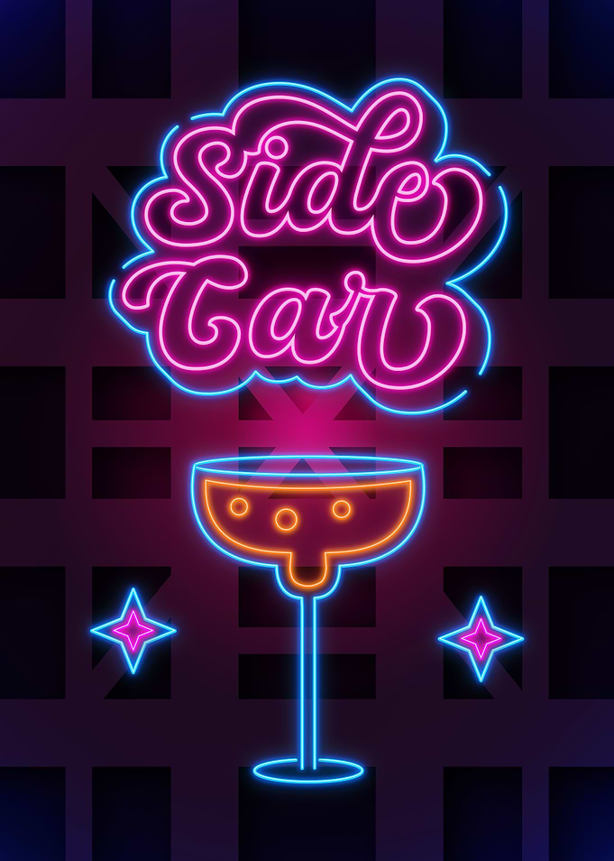 Side Car Neon art Poster