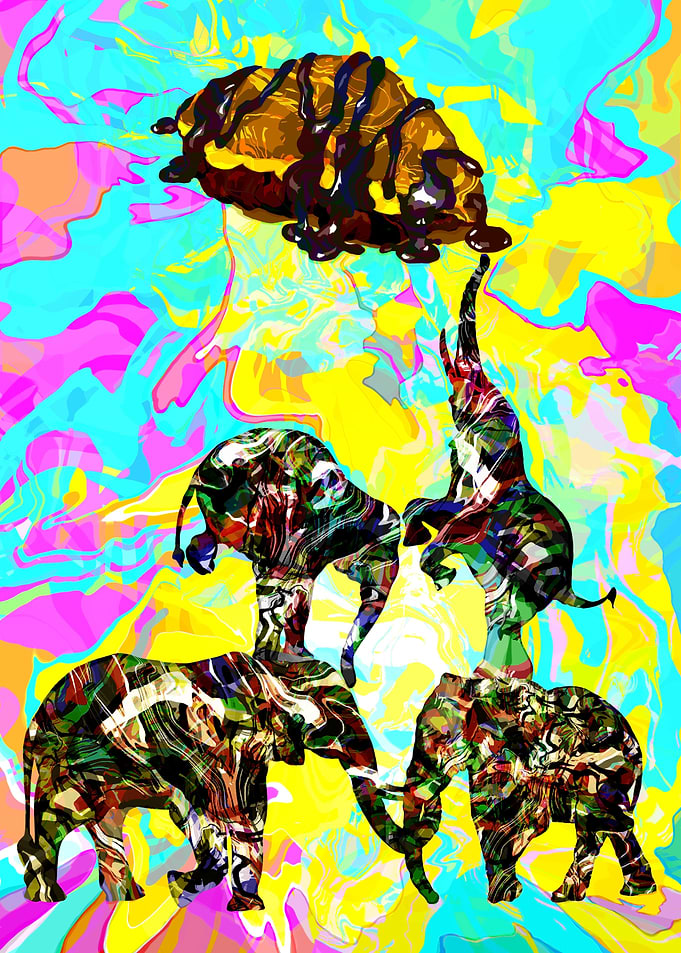 Elephants and croissant