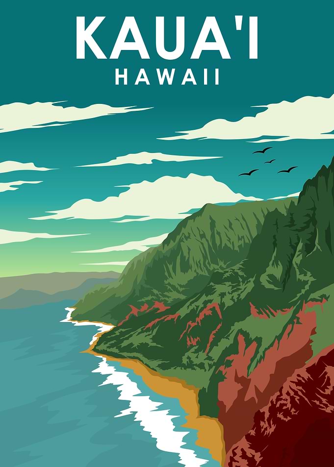 Kauai Hawaii Travel Poster