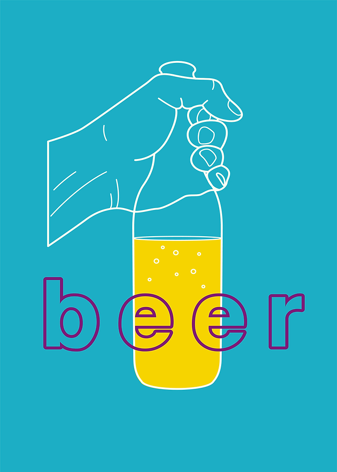 Blue beer line art
