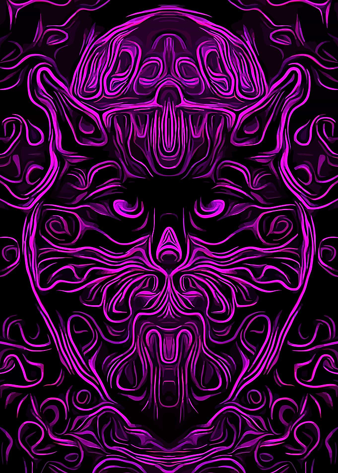 Black Cat Purple Lines