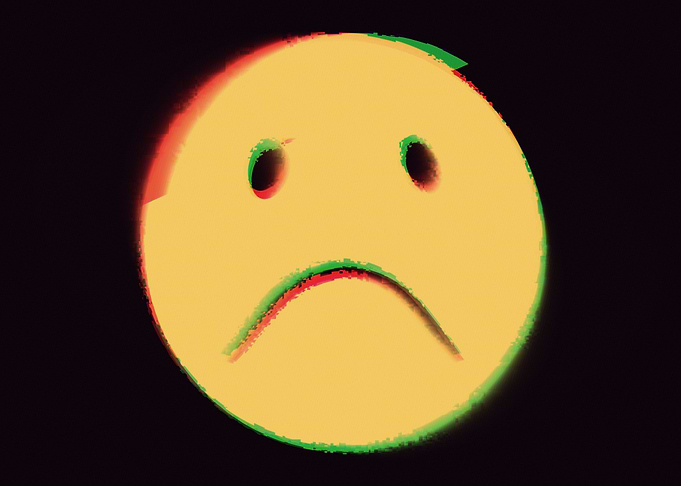 Smile sad face wide goofy