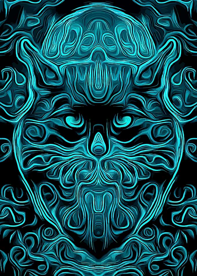 Black Cat Turquoise Lines