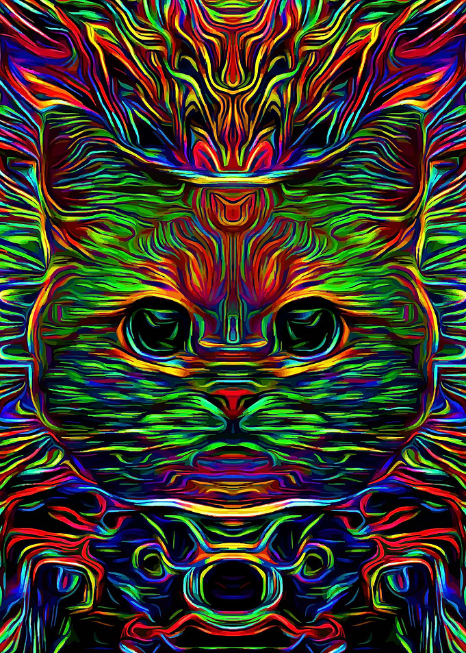 Psychedelic Cat Acid Art