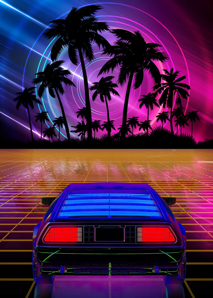 Synthwave horizon car