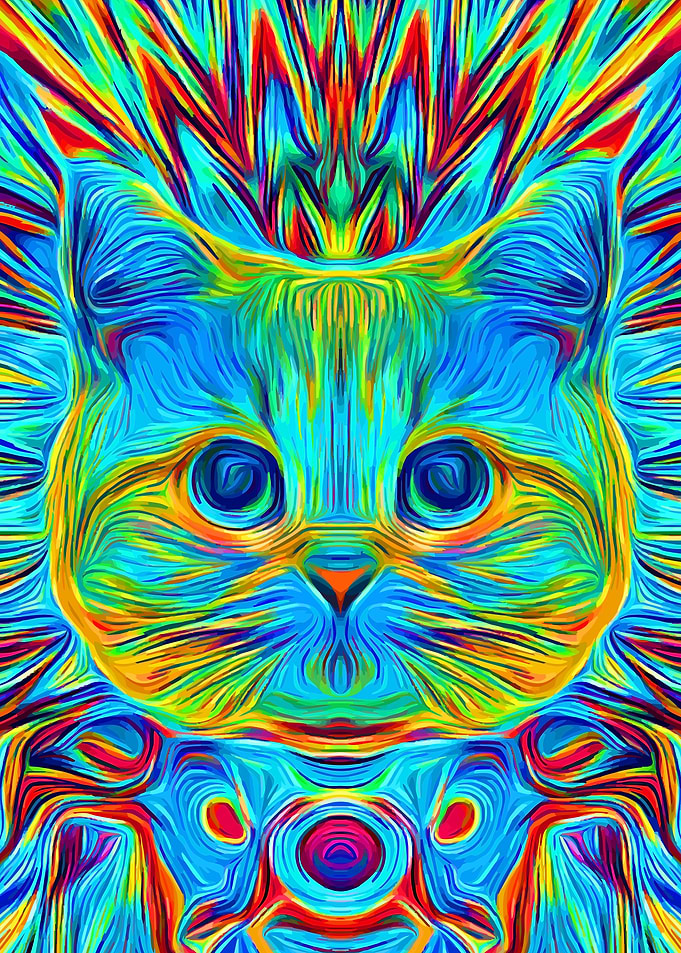 Psychedelic Cat Turquoise