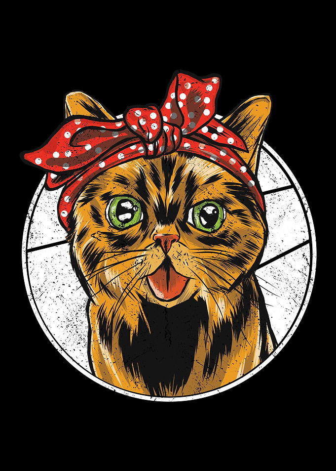 Cat in a red dotted