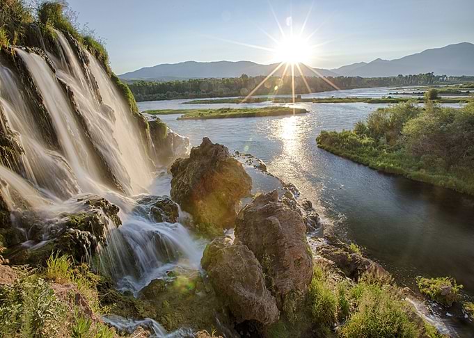 Waterfall by the Mountains