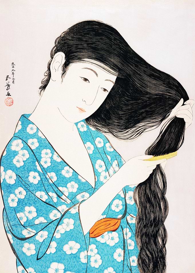 Woman Combing Her Hair