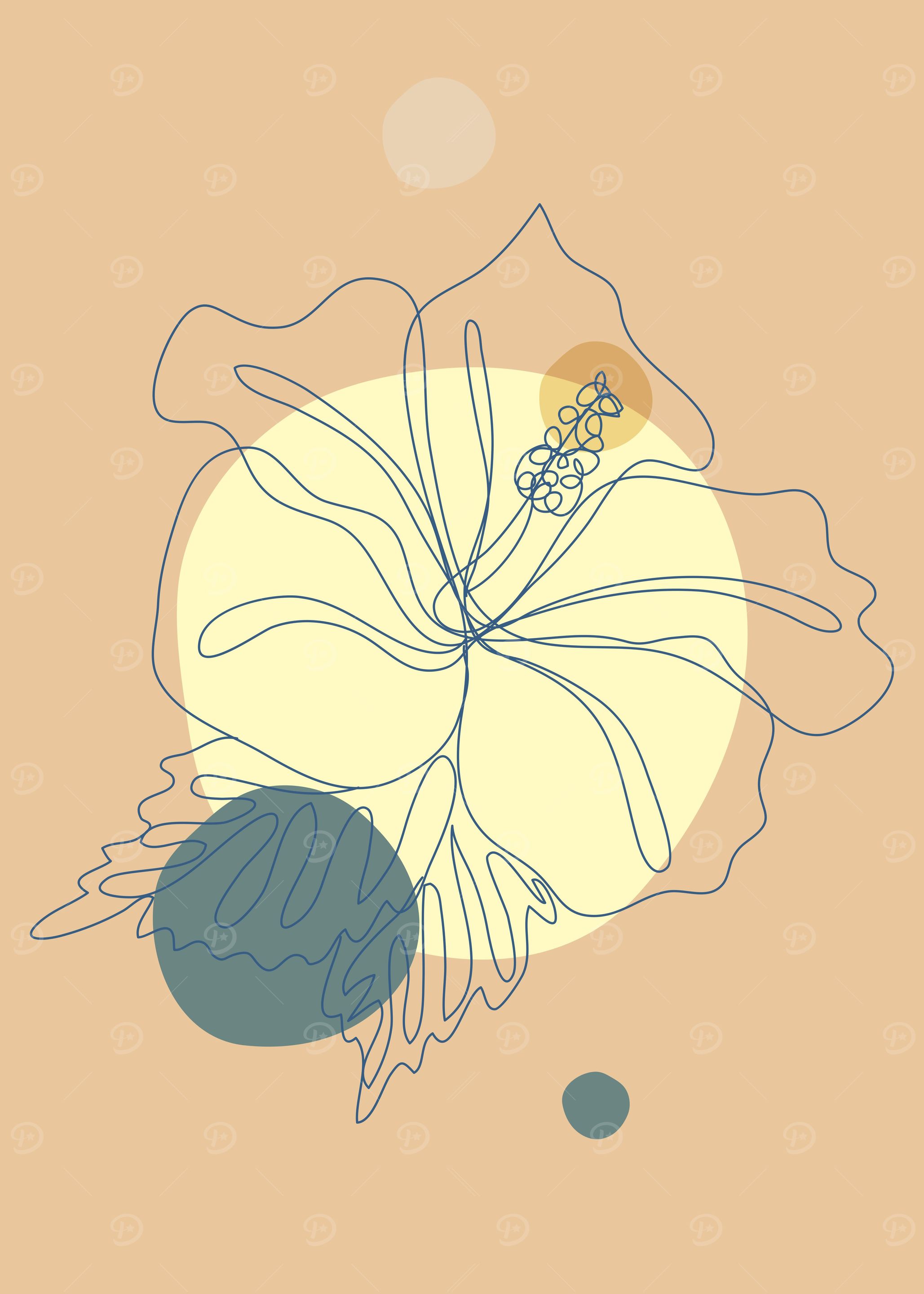 Mid century floral lineart