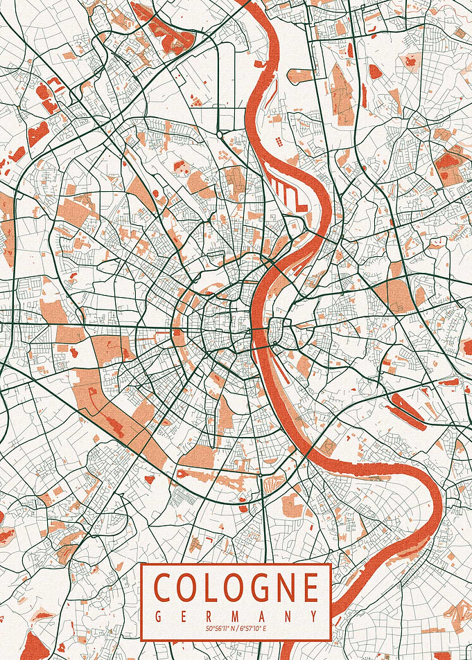 Cologne City Map Bohemian