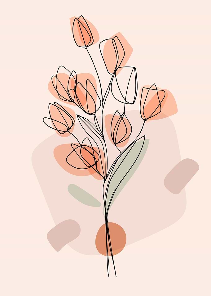 Floral continuous line art