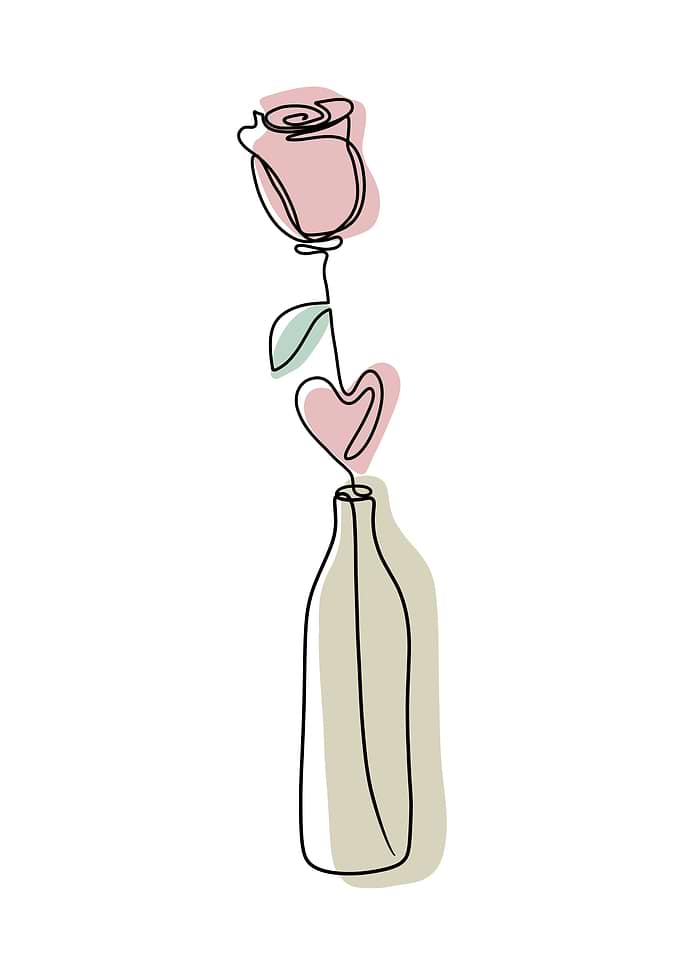 Minimalist rose in bottle