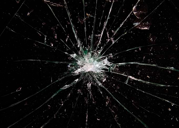 Glass hole center punched