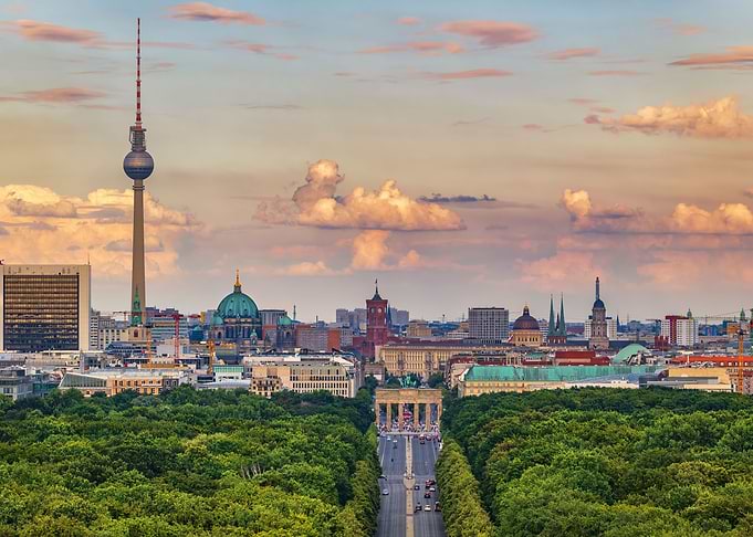 Berlin Skyline At Sunset