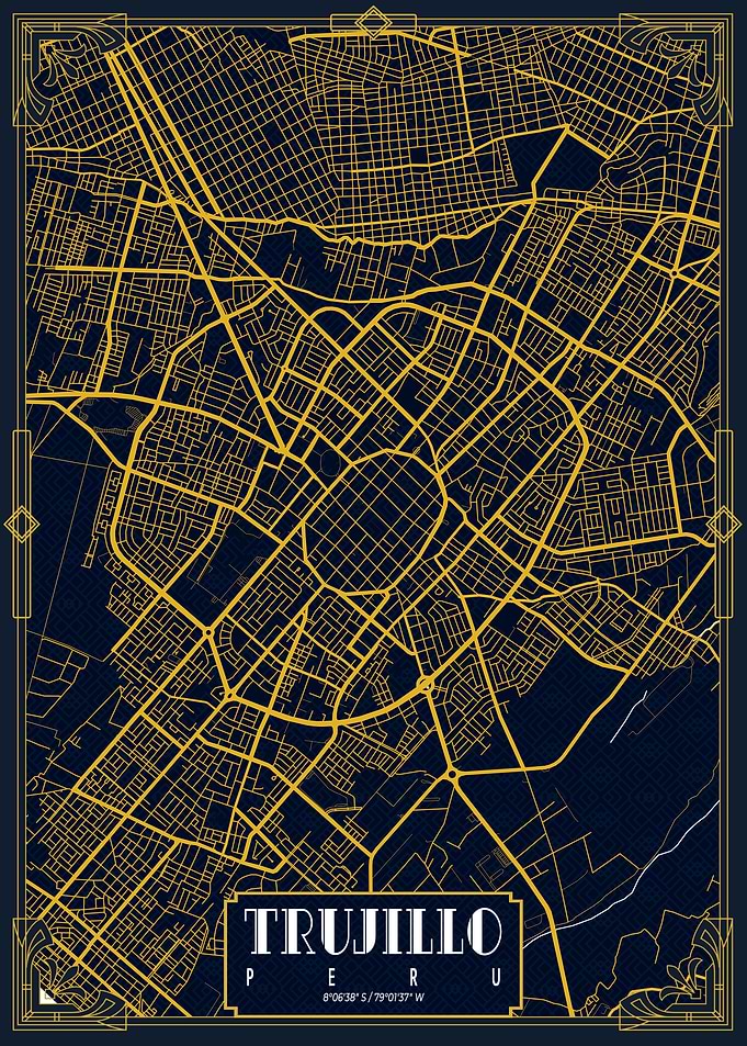 Trujillo City Map Gold