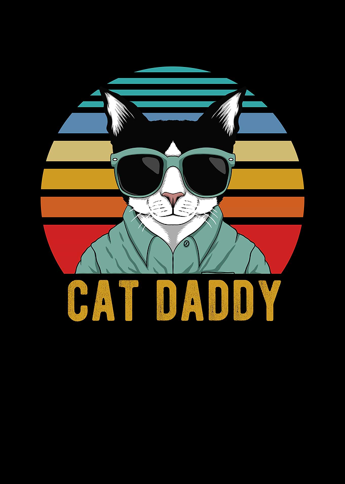 Cat Lover Dad Retro