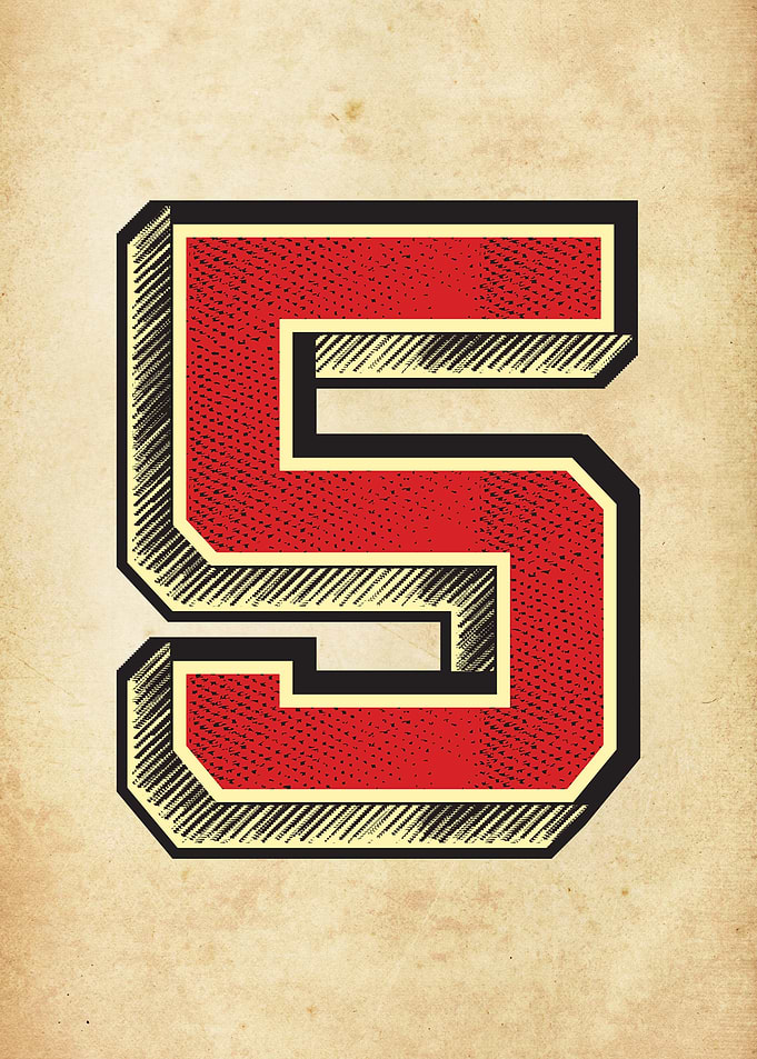 Vintage Number 5 FIVE