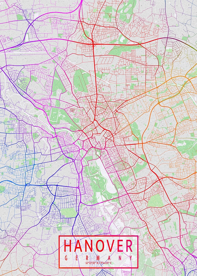 Hanover City Map Colorful
