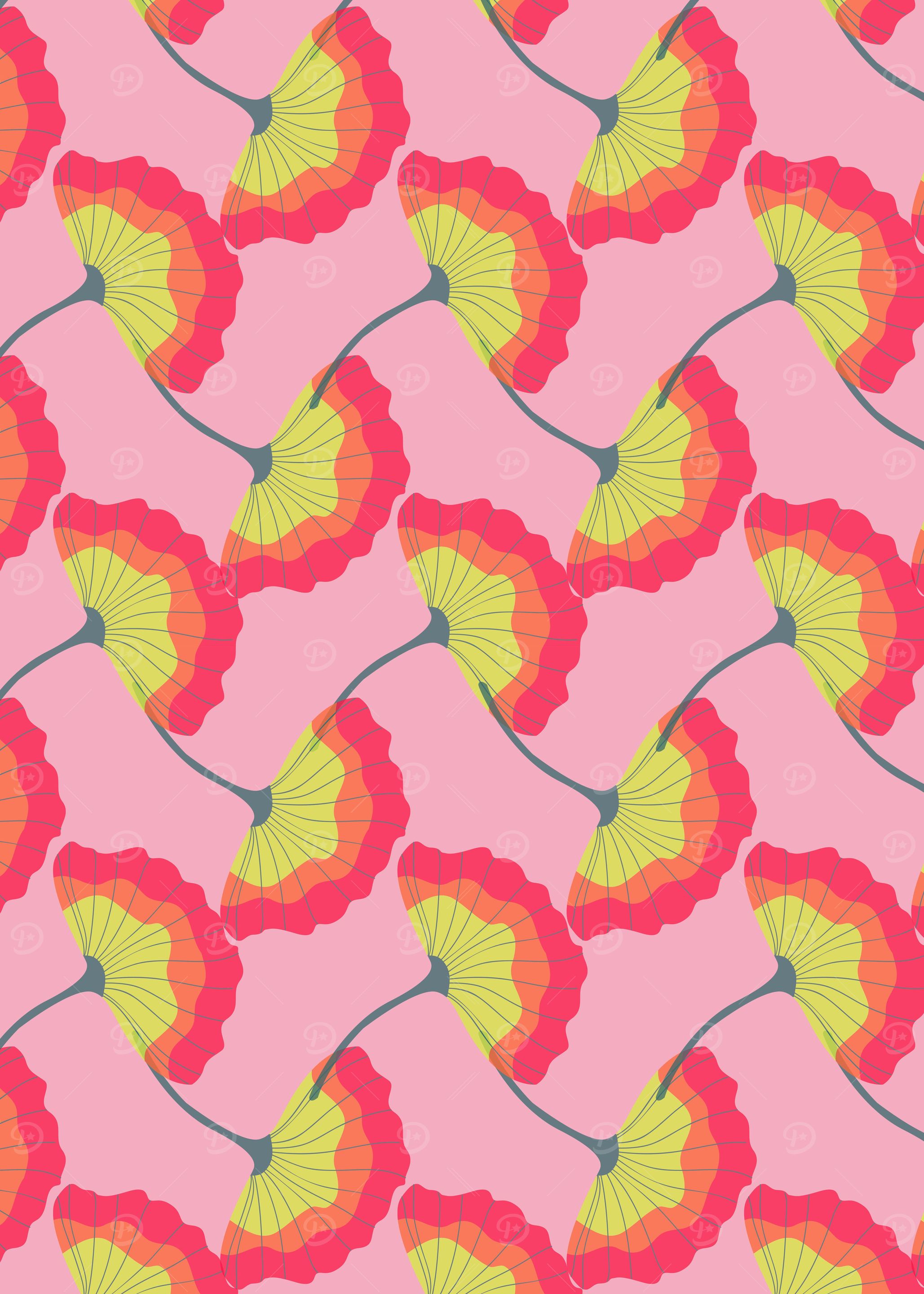 Ginkgo leaves on pink