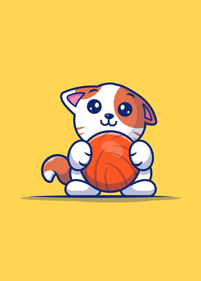 Cute Cat Playing Ball