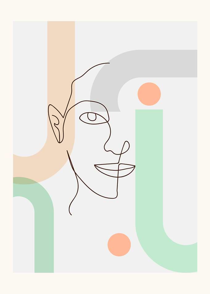 Female woman face line art