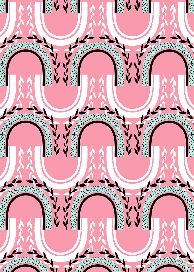 Boho rainbows on pink