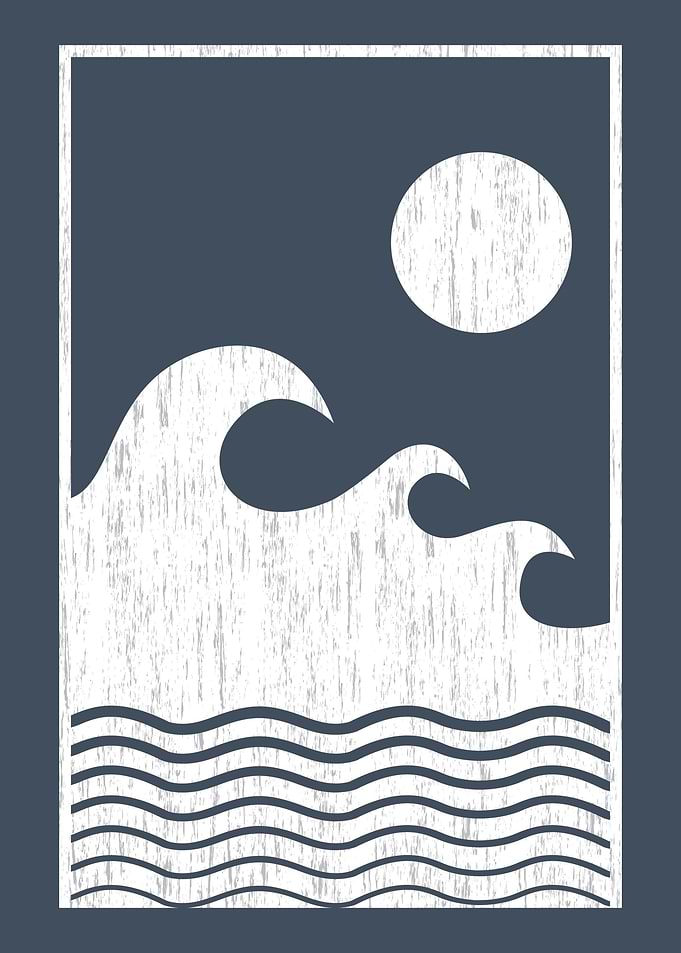 Full Moon and Waves