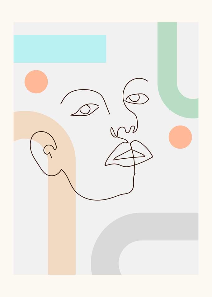 Woman modern one line art