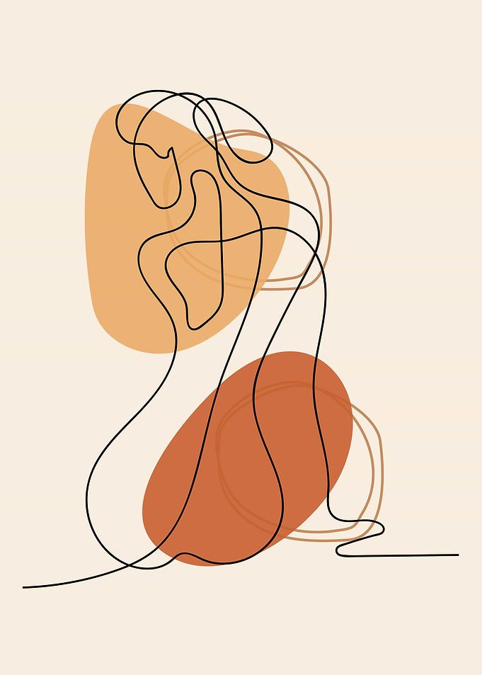 Nude naked woman line art
