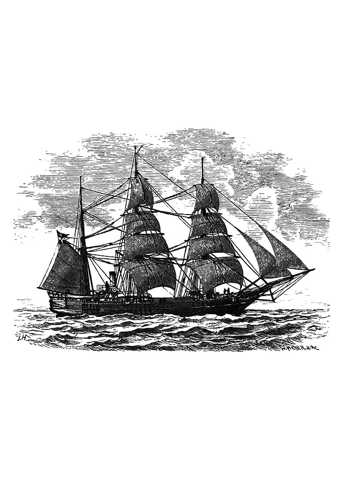 ship hand draw
