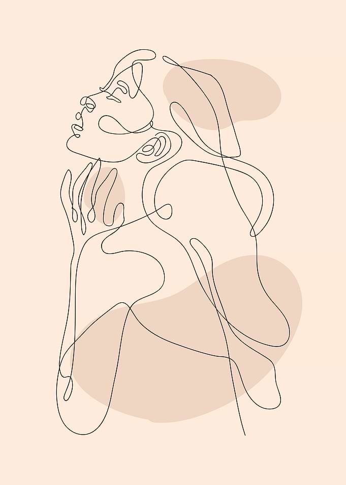 Sexy Nude woman line art