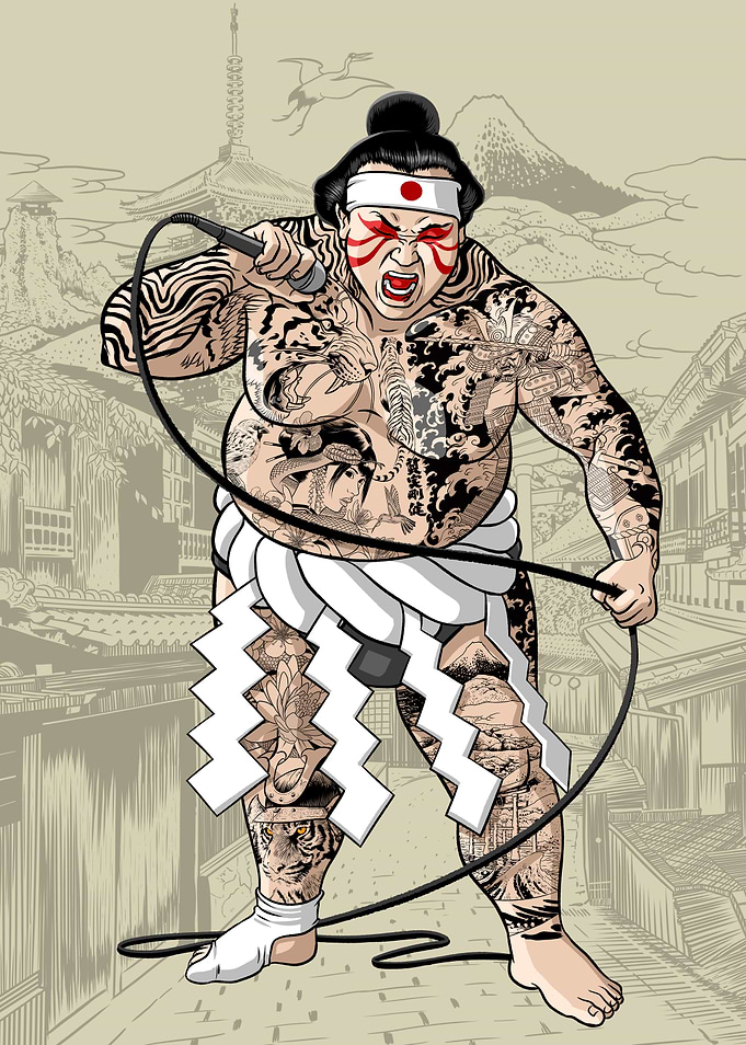 Yakuza sumo wrestler singe
