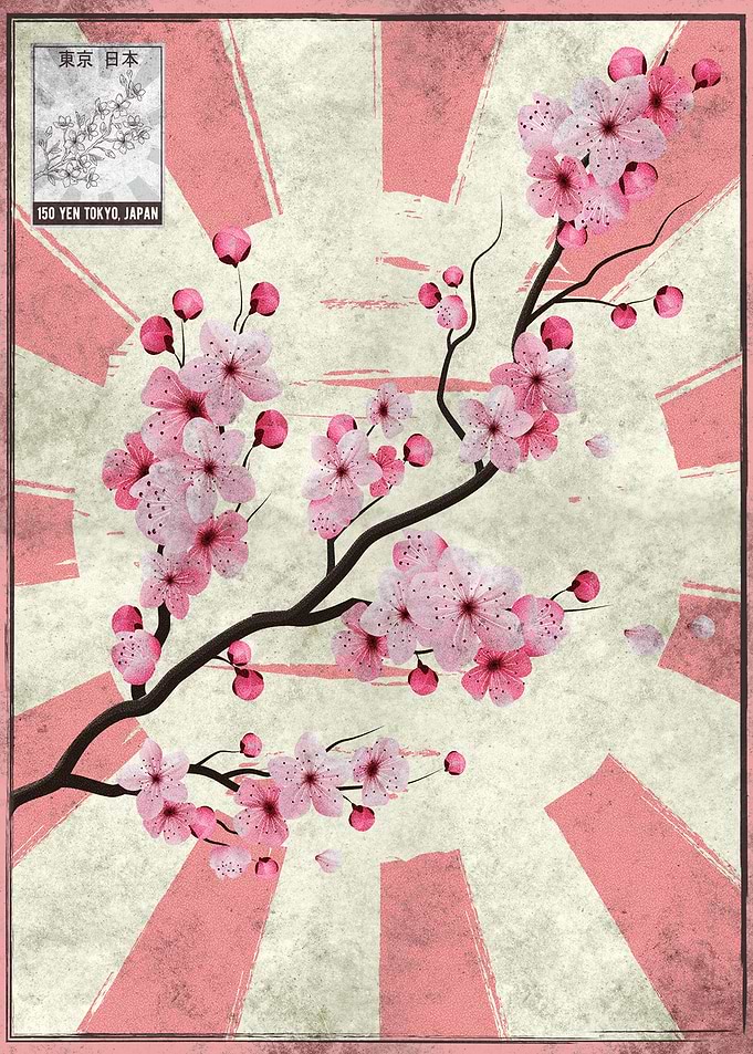 Cherry Blossom Old Stamp