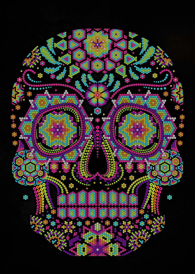 skull huichol mexico art