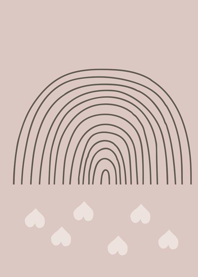 Cute Boho rainbow line art