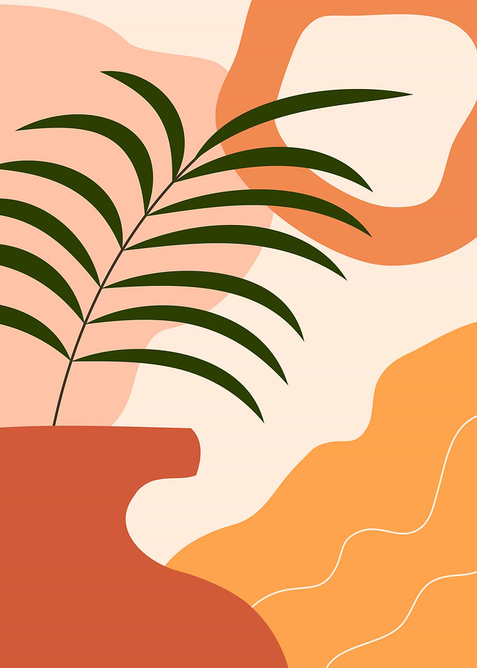 Abstract Palm leaf vase