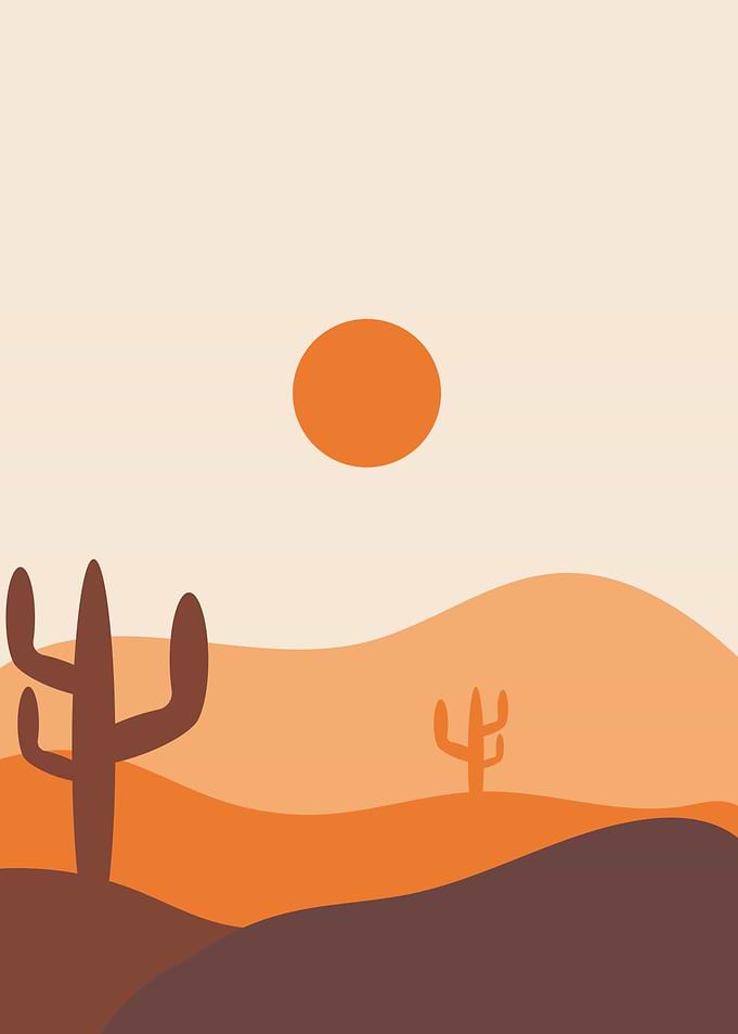 Cactus sun modern art