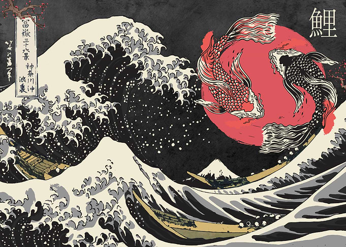 Koi fish yin yang kanagawa