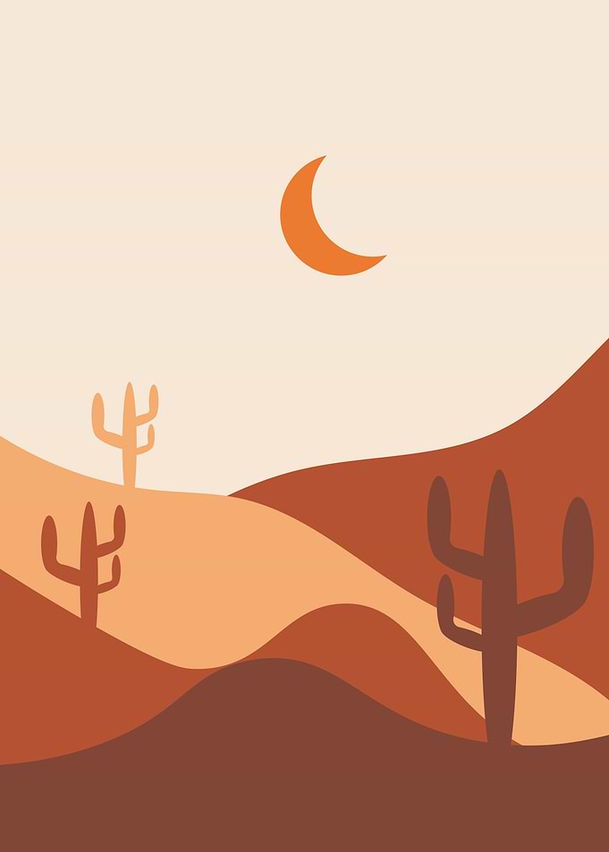 Evening moon cactus art
